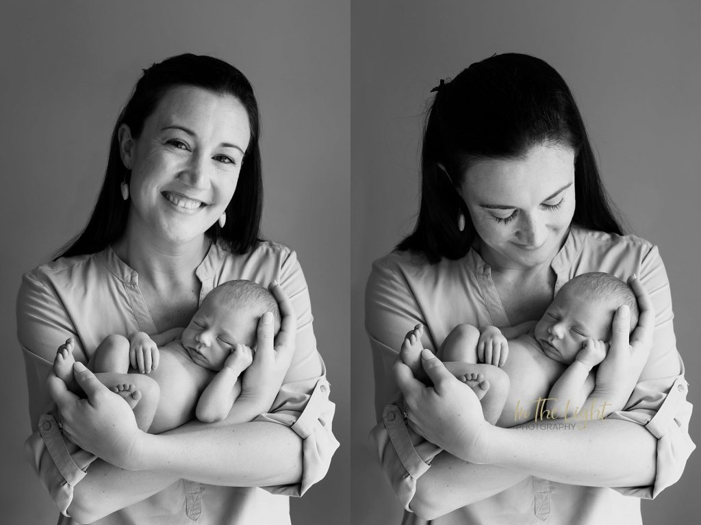 Newborn baby and her mom during an at home photo session in Centurion.