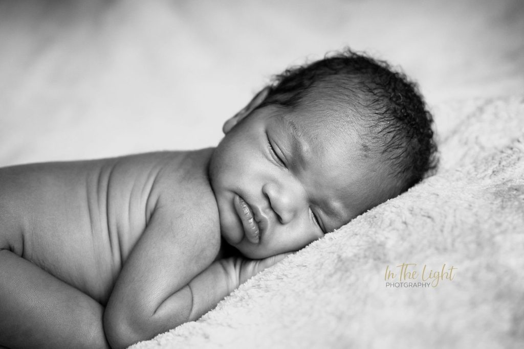 newborn baby boy black white image