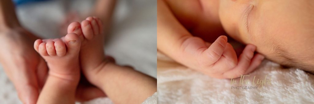Newborn baby boy details of hands and feet captured during his newborn session in Centurion.