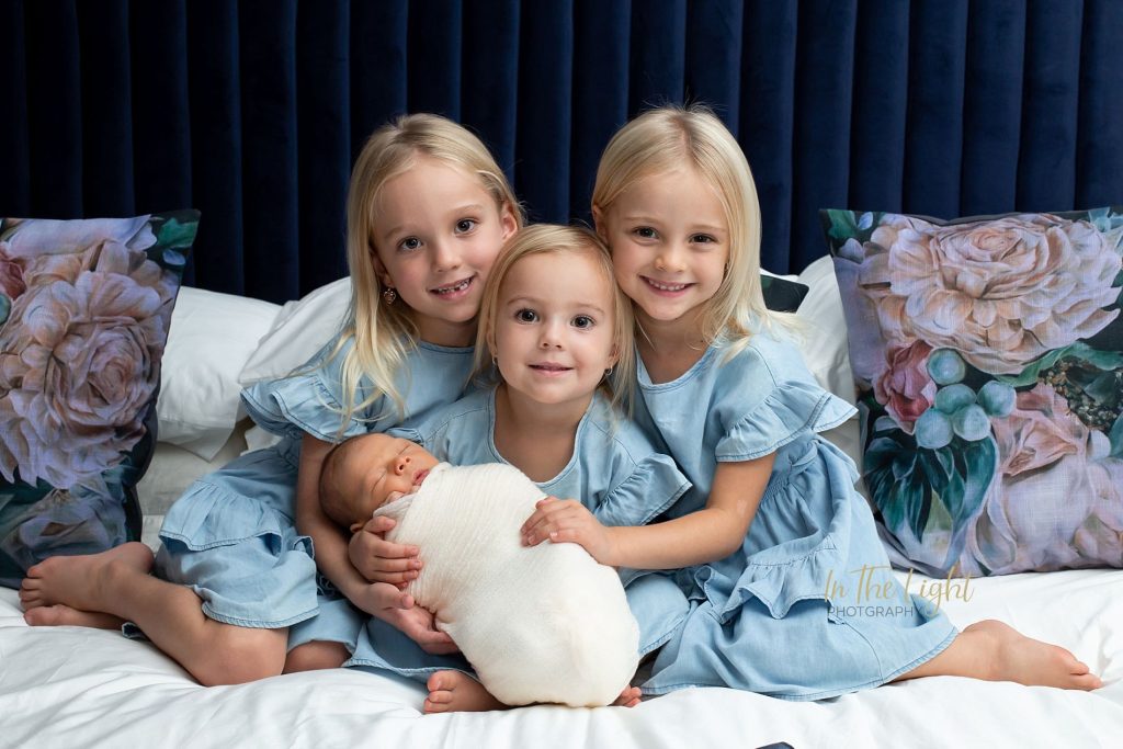 Newborn baby boy and his three beautiful sisters during his newborn session in Centurion.