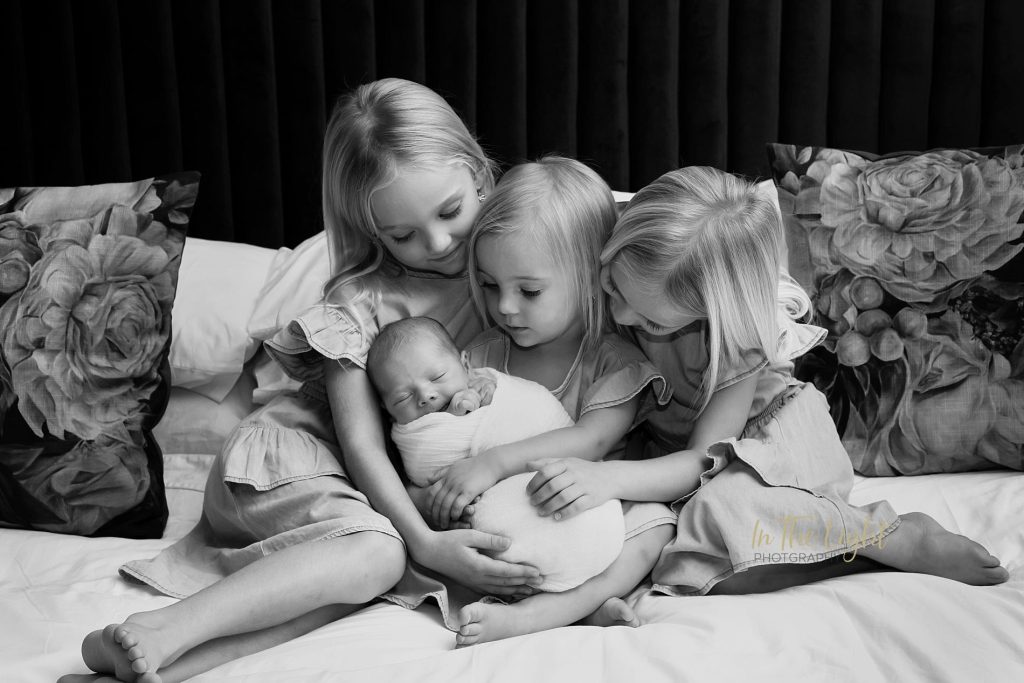 Newborn baby boy and his three beautiful sisters during his newborn session in Centurion.