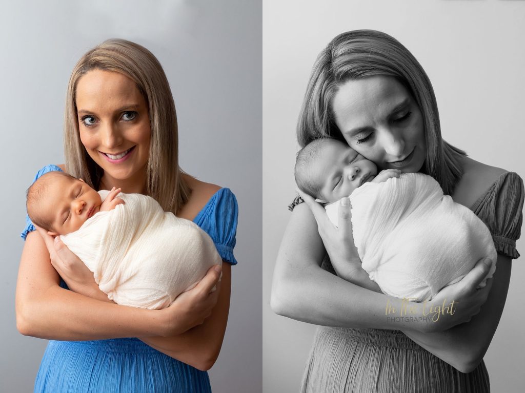 Newborn baby boy with mom at their home during his newborn session in Centurion.