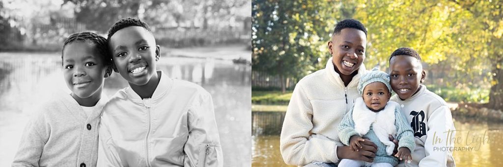 Siblings smiling during their recent family photo session in Irene.