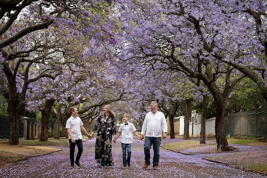 A couple during their Jacaranda photo session in Pretoria.