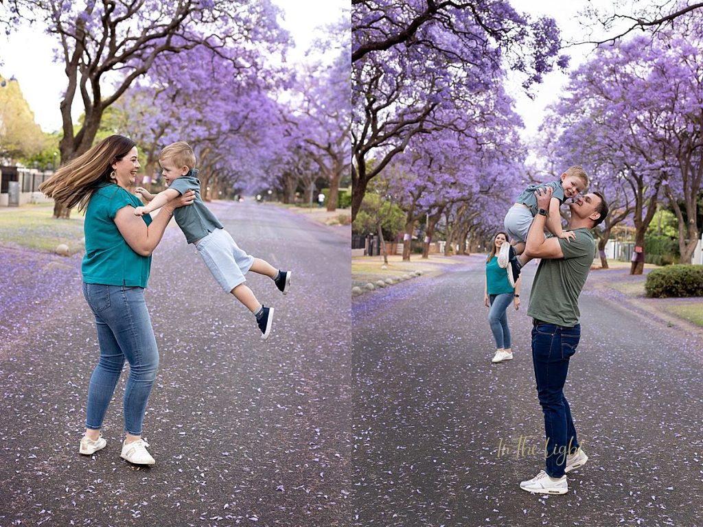 A couple during their Jacaranda photo session in Pretoria.