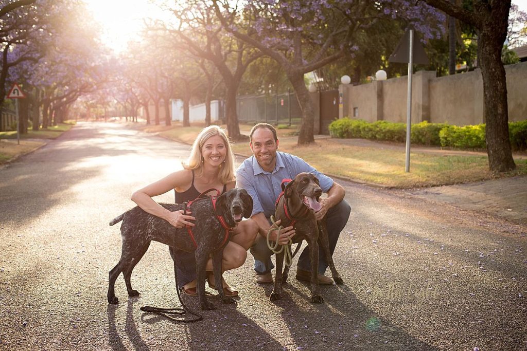 A couple during their Jacaranda photo session in Pretoria.