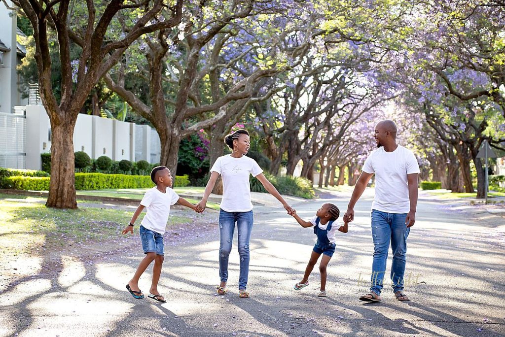 A couple during their Jacaranda photo session in Pretoria.