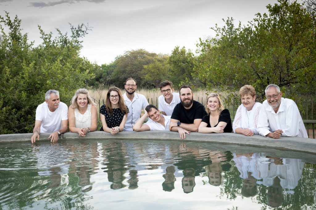 Extended family during a photo session in Dinokeng nature reserve